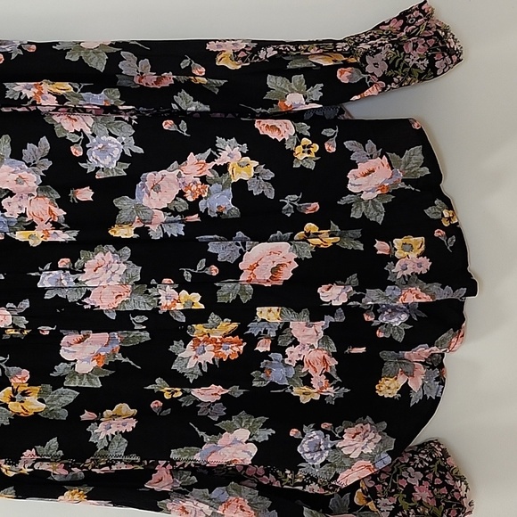 Free People Hold On To Me black floral mixed media button-down blouse Size XS - Picture 15 of 16
